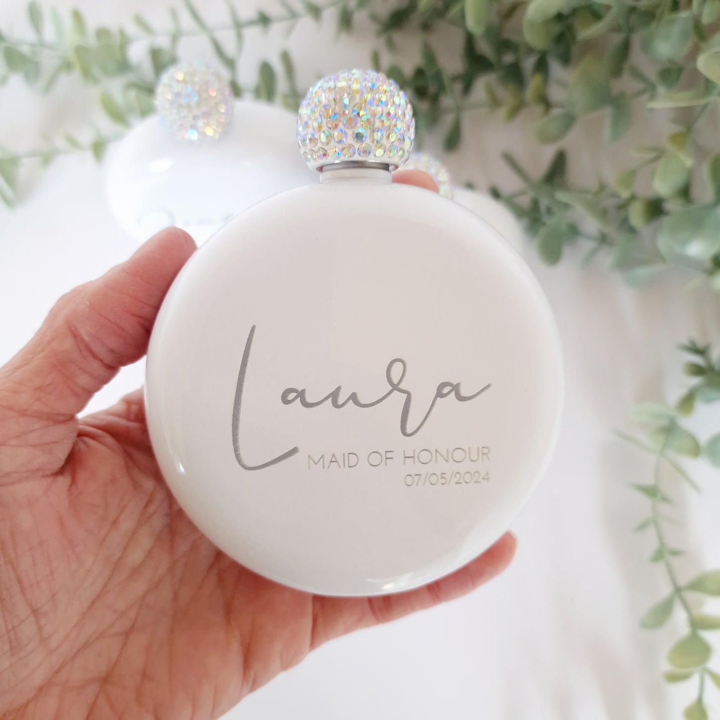 Engraved Round Hip Flask