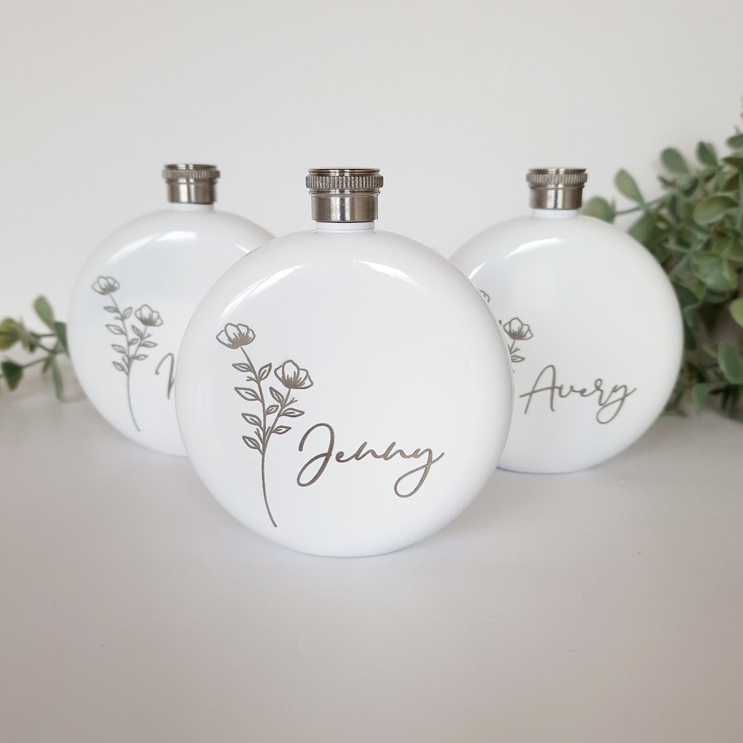 Engraved Round Hip Flask