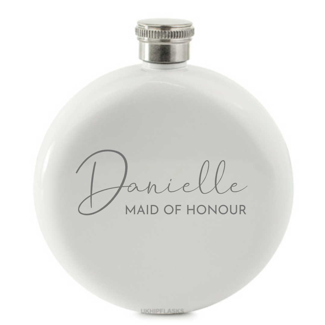 Engraved Round Hip Flask