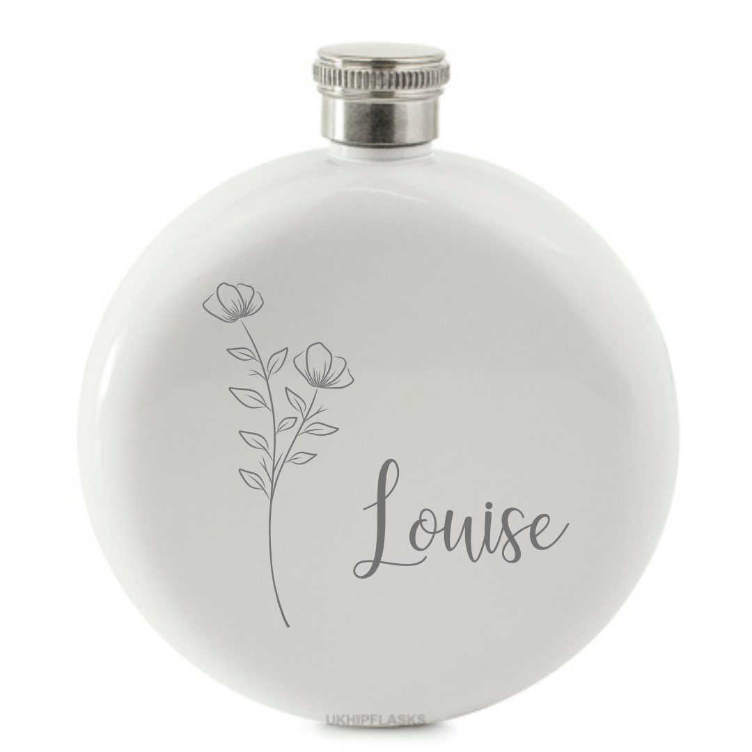 Engraved Round Hip Flask