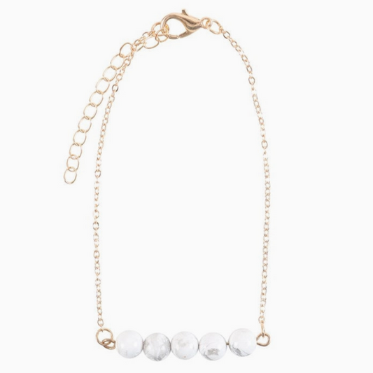 Howlite Crystal Beaded Chain Bracelet