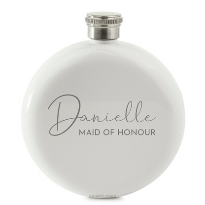 Engraved Round Hip Flask
