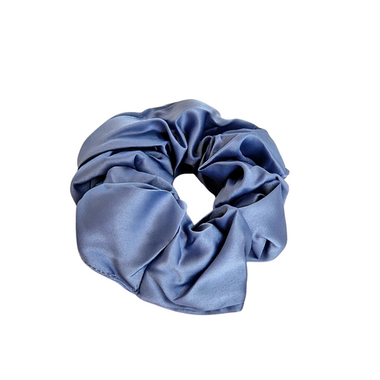 Dusky Blue Satin Scrunchie