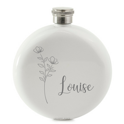 Engraved Round Hip Flask