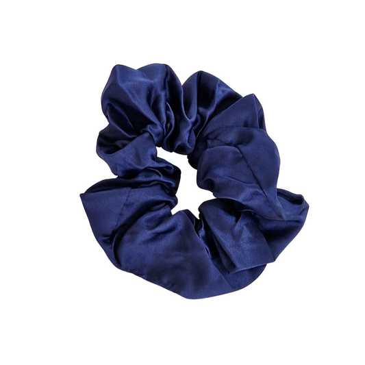 Navy Satin Scrunchie