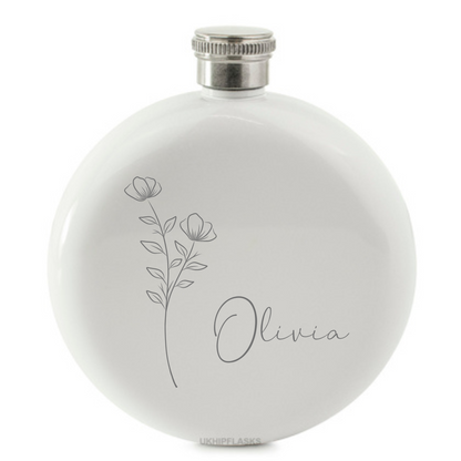 Engraved Round Hip Flask
