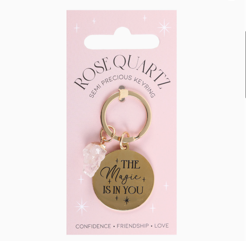 'The Magic Is in You' Rose Quartz Crystal Keyring