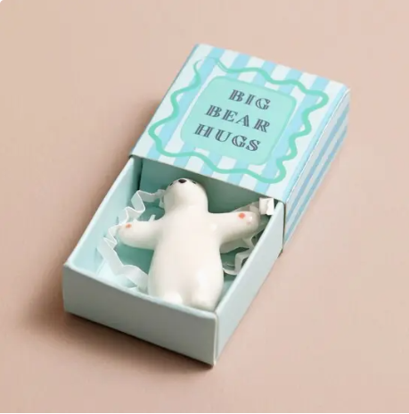 'Big Bear Hugs' Tiny Matchbox Ceramic Token