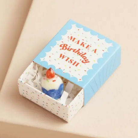 'Birthday Cake' Tiny Matchbox Ceramic Token