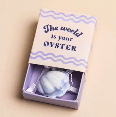 'The World is Your Oyster' Tiny Matchbox Ceramic Token