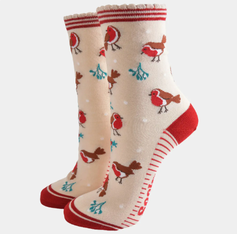 Christmas Robin Bamboo Socks