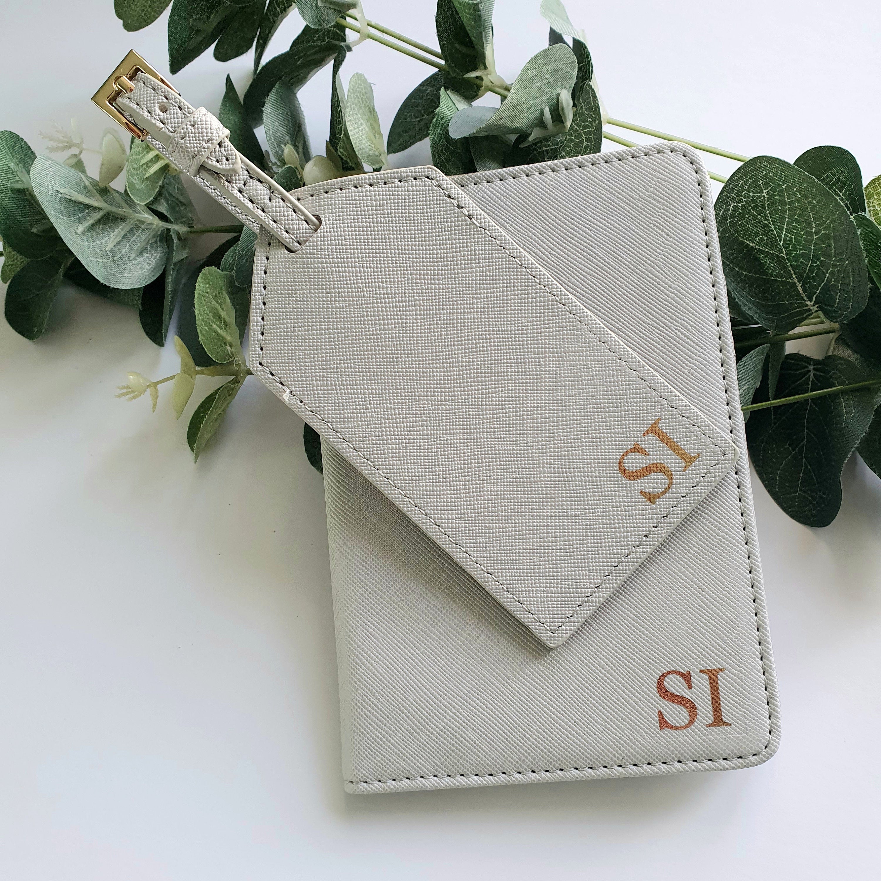 Personalised Passport Holder and Luggage Tag Grey Luggage Tag